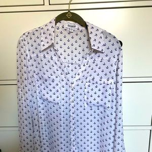 Express The Portofino Shirt White with Blue Anchors